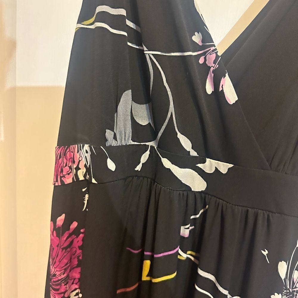 Black Floral Maxi Dress Sz M - Picture 2 of 4
